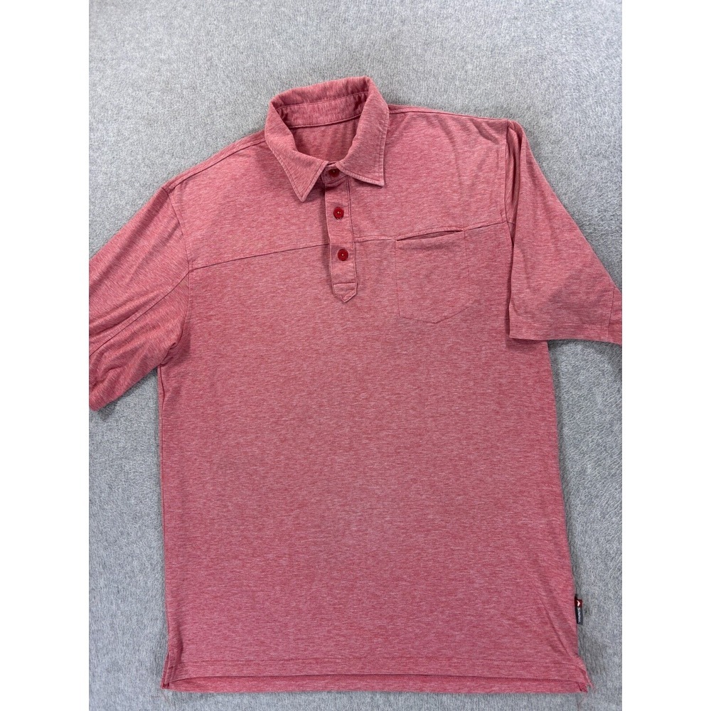 Simms Performance‎ TECH Short Sleeve Pocket Polo Shirt (Men's Large) Pink/Red